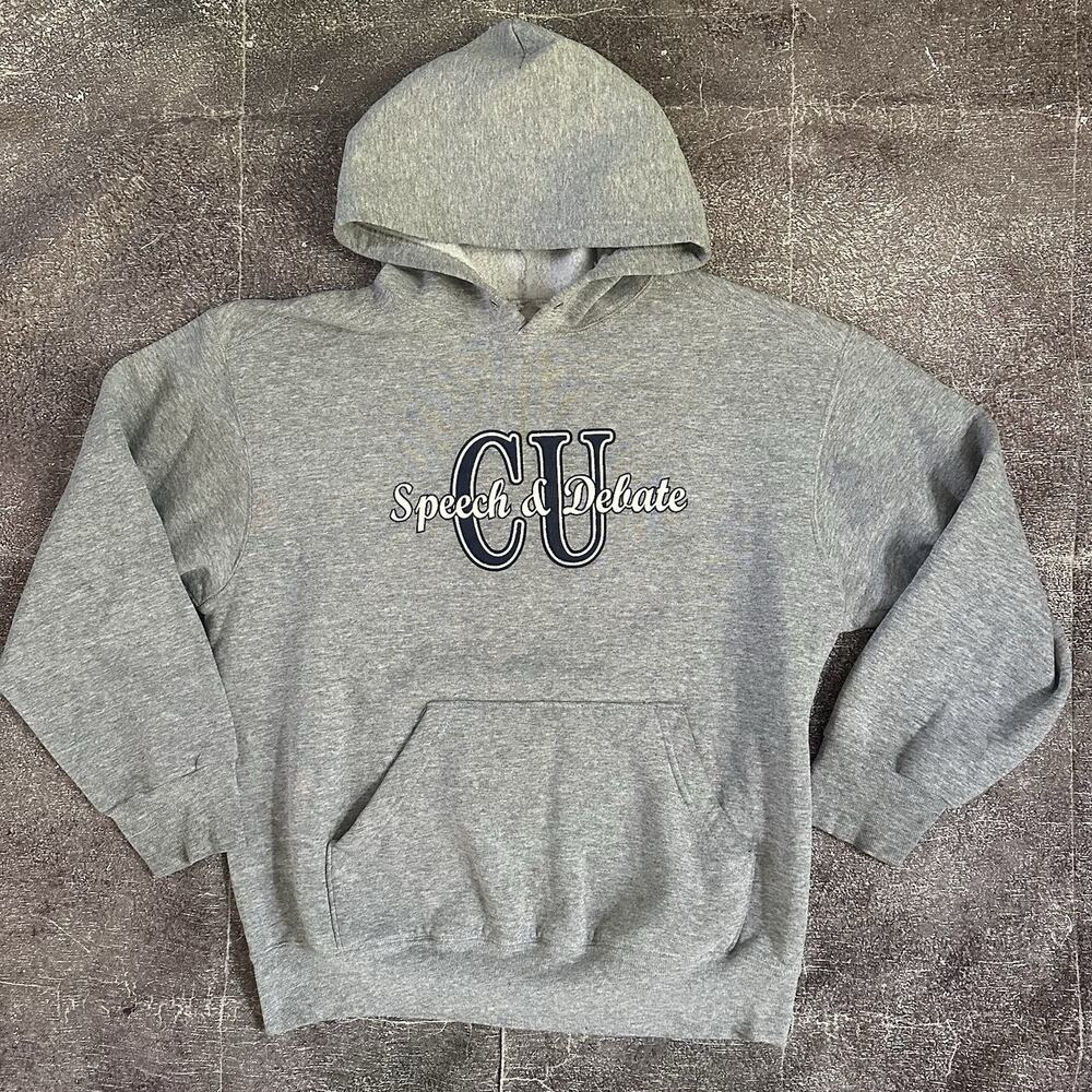 Men's Vintage 80s Colorado Buffaloes Speech & Debate Gray Hoodie Sweatshirt Sz L